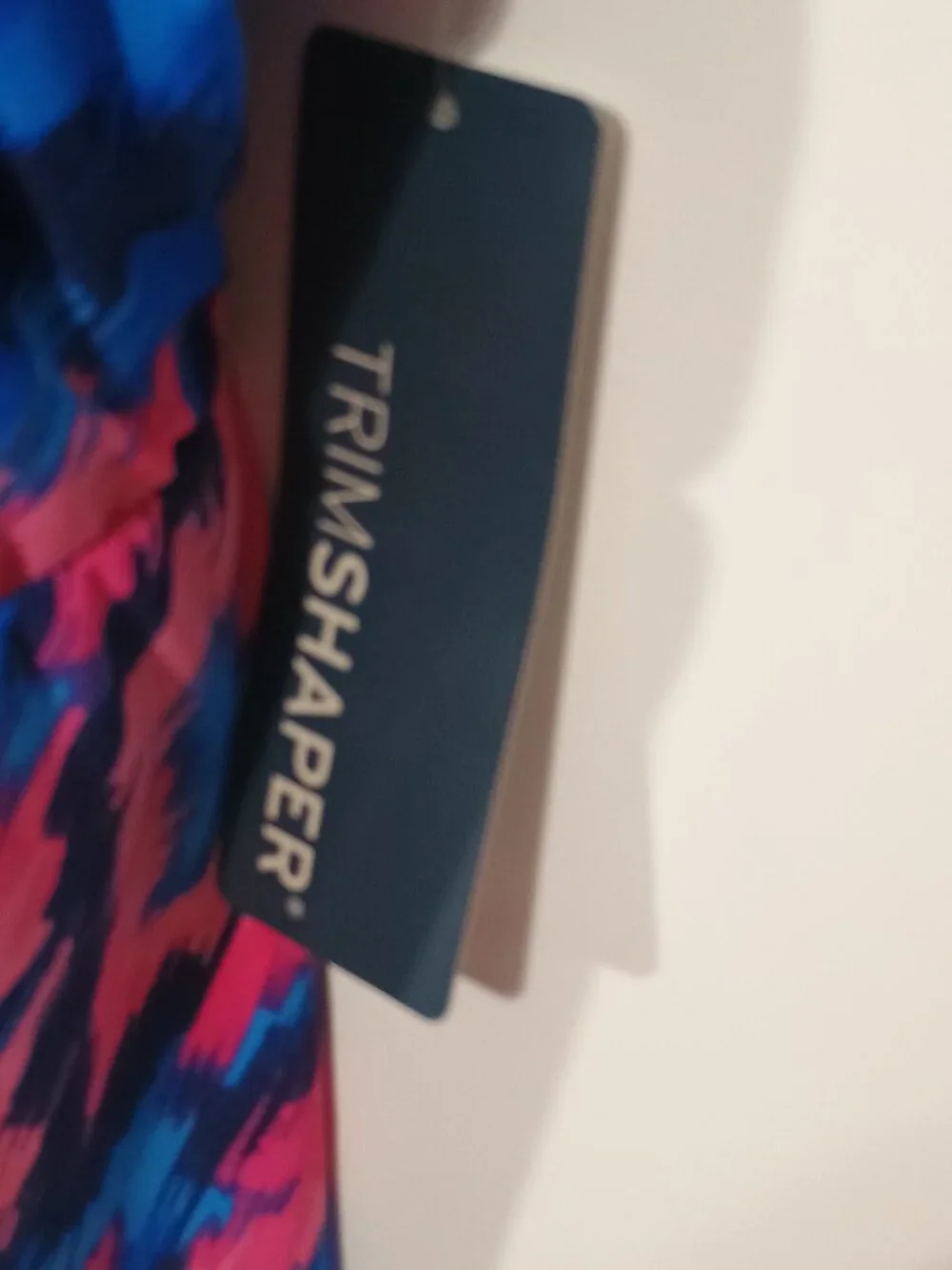 Trimshaper Blue Pink Tiered Tankini Top NWT Size 22W Abstract Print Shaping Swim